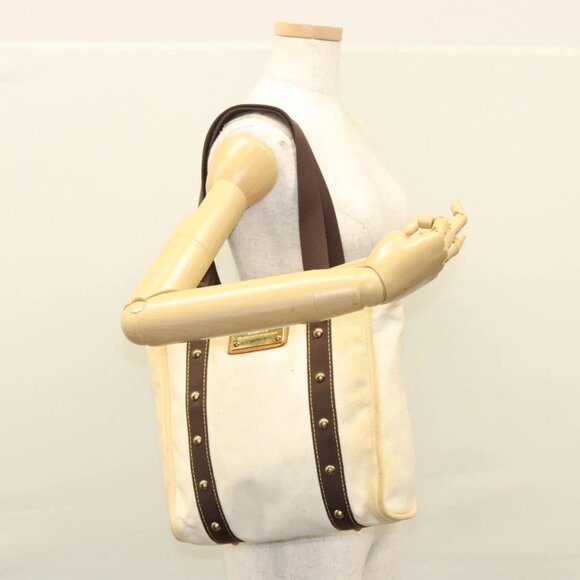LOUIS VUITTON Antigua Cabas PM Tote Bag White Brown M40036 LV Auth th5823 - Picture 14 of 16